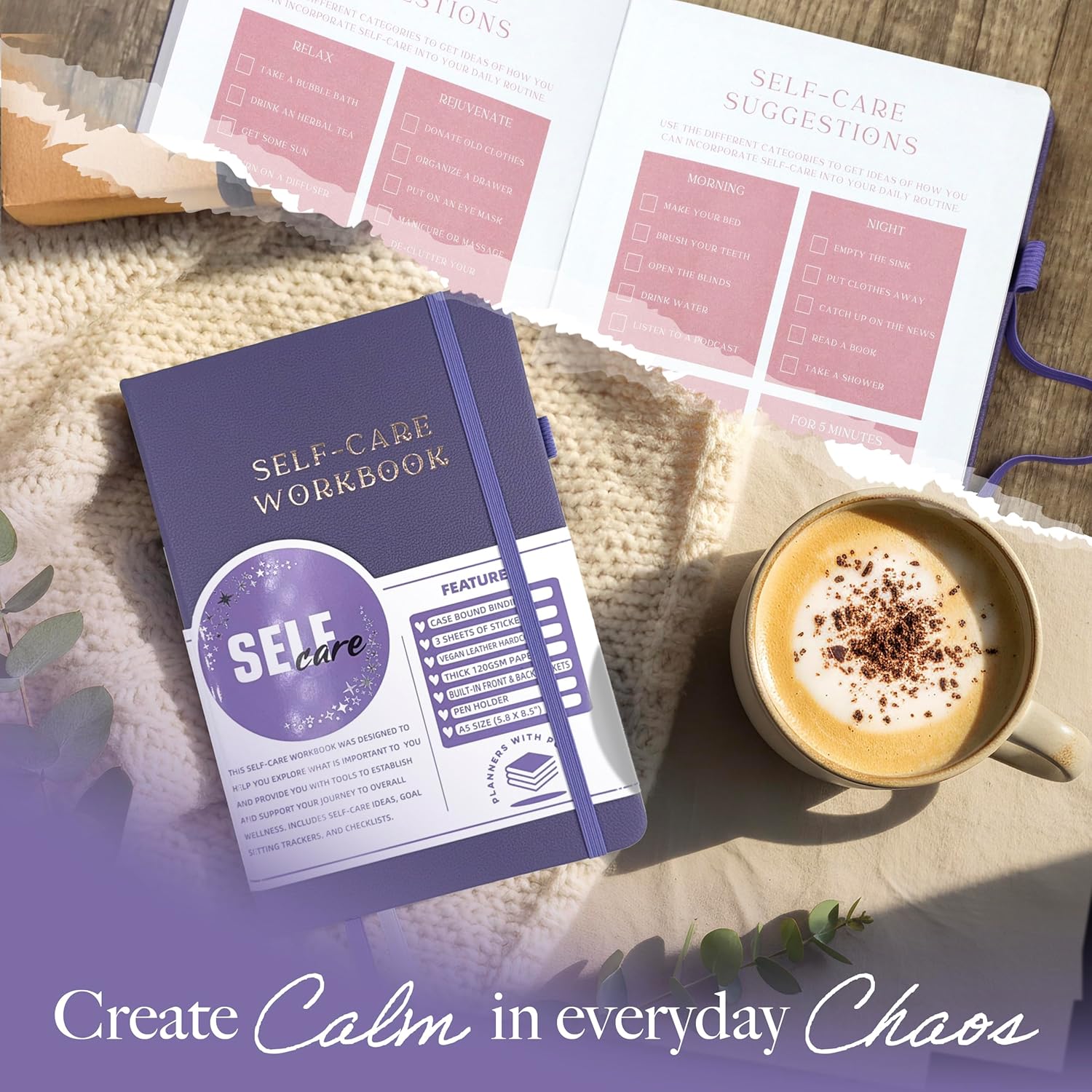 Planners with Purpose Self-Care Planner - Daily Wellness Journal with Guided Prompts, Gratitude, and Reflection - Mental Health Journal for Mindfulness, Positivity & Goal Setting Notebook for Women & Men A5 (Purple) - Image 9