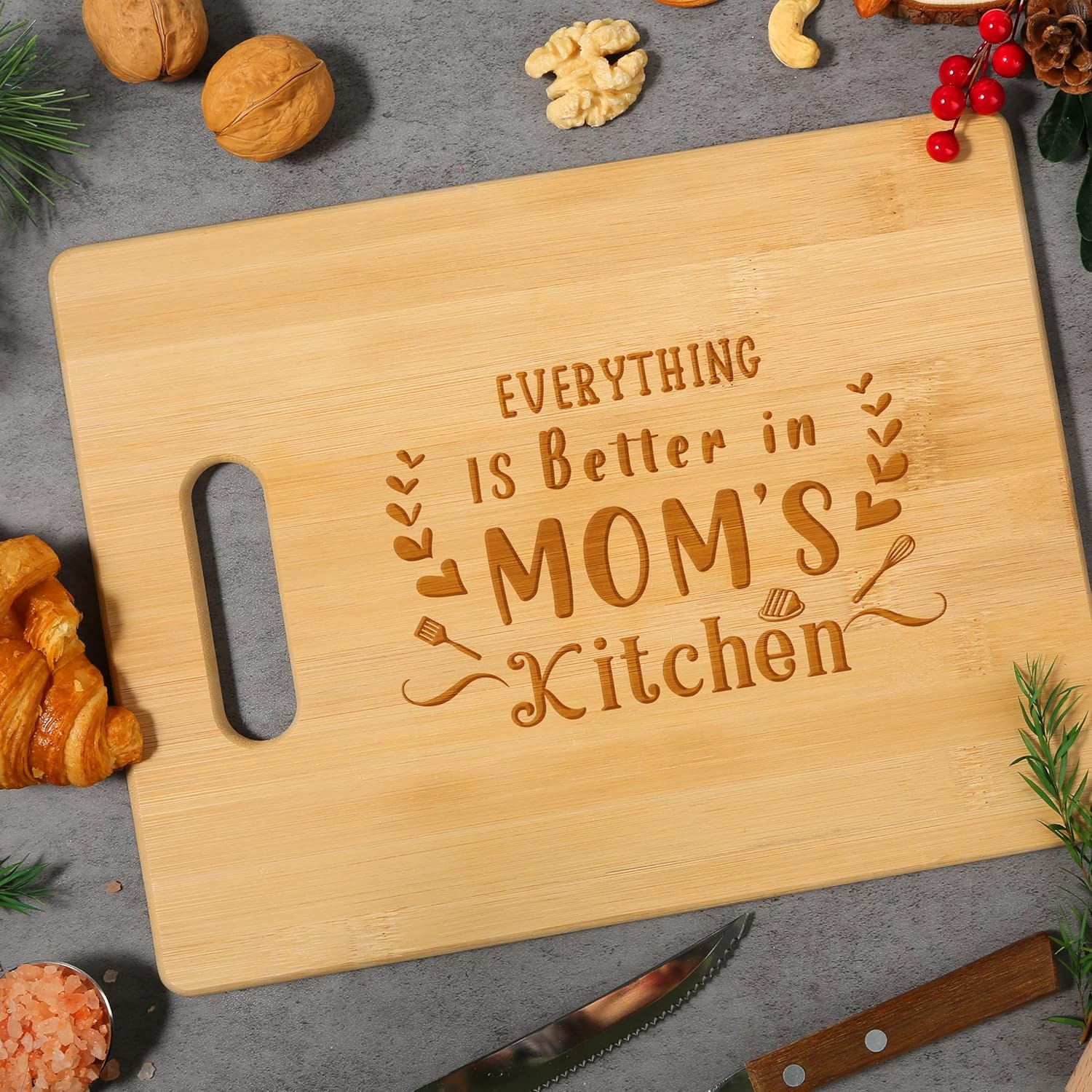 Mom Gifts, Unique Birthday Gifts for Mom from Daughter Son, Happy Birthday Presents for Mother, 11x8.5 inch Engraved Bamboo Cutting Board for Christmas Thanksgiving - Image 3