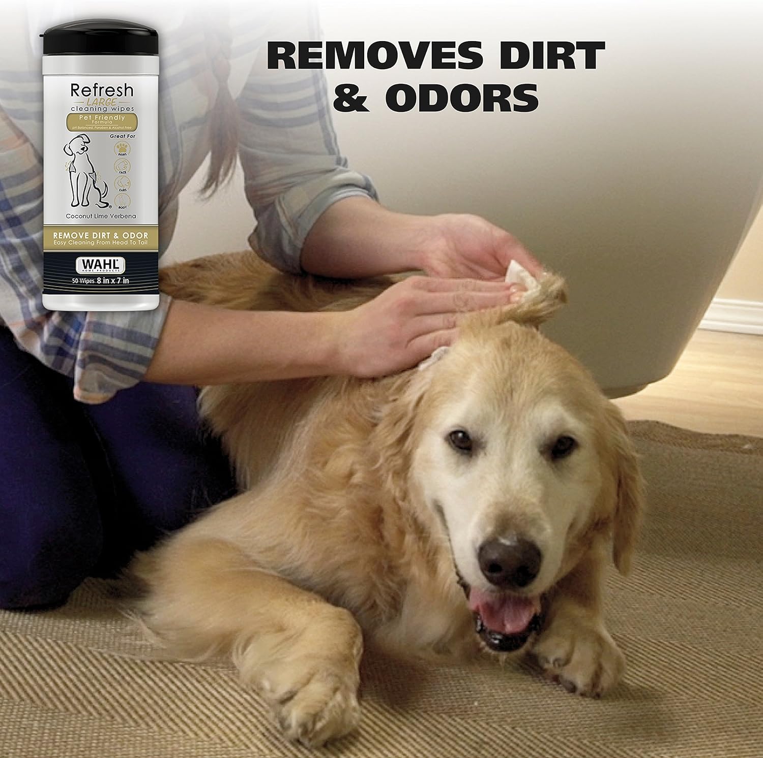 Wahl USA Pet Refresh Cleaning Wipes for All Dog Breeds - Use on Ears, Nose, Paws, Bottom, & Sensitive Areas - 50 Wipes - Model 820017A - Image 2