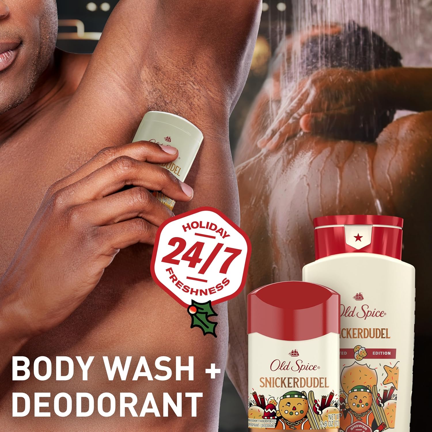 Old Spice Antiperspirant & Deodorant for Men, Holidudes Limited Edition, 24/7 Sweat Protection, Stocking Stuffer, Snickerdudel Sugar Cookie Scent, 2.6 oz - Image 3