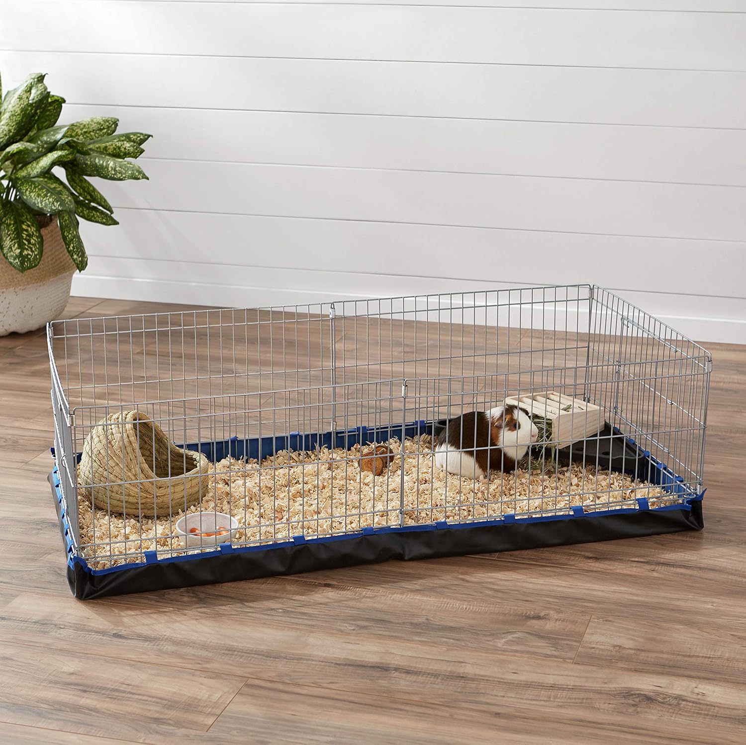 Amazon Basics - Comfortable Indoor-Outdoor Small Pet Guinea Pig Habitat Cage with Canvas Bottom, Blue, 46.65" L x 13.78" W x 23.62" H - Image 7