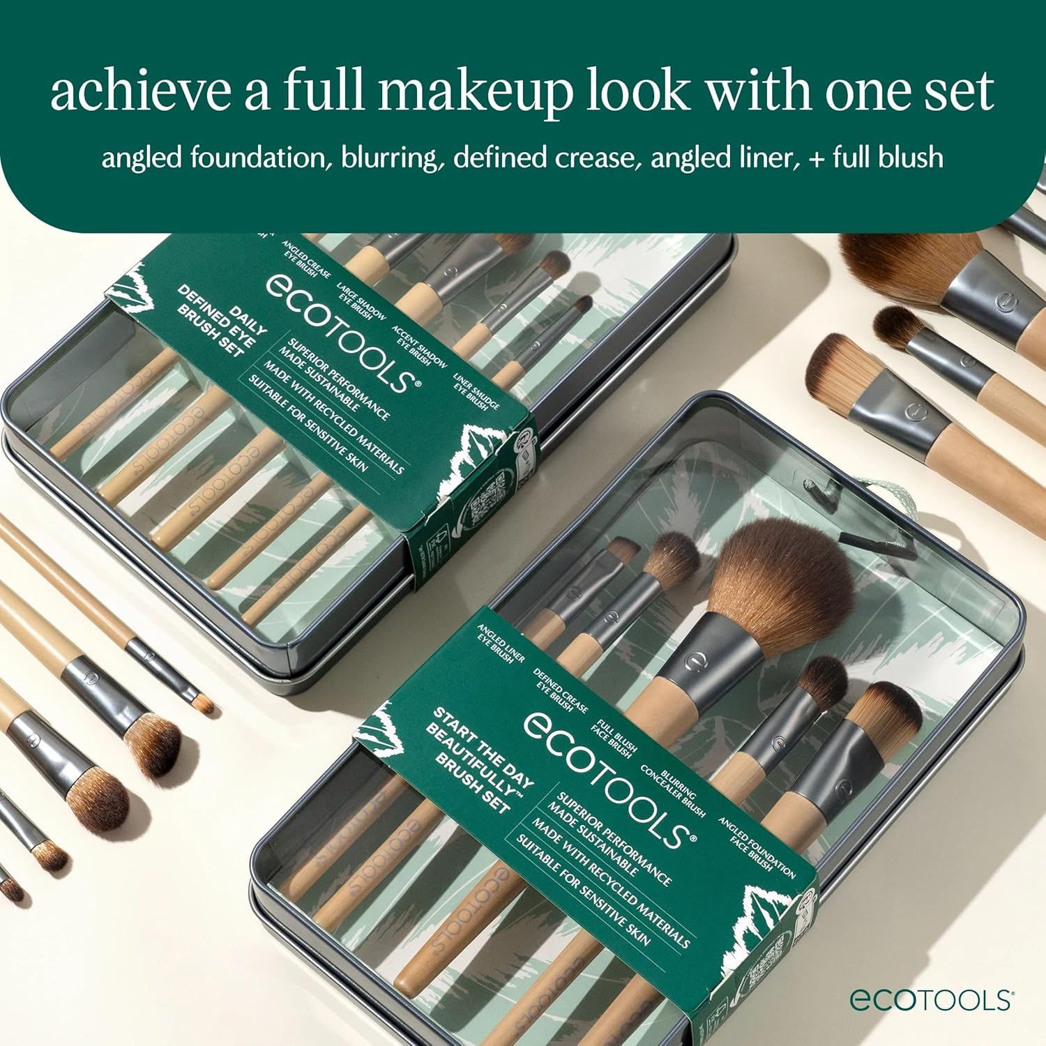 EcoTools 6 Piece Start The Day Beautifully Makeup Brush Set, Makeup Brushes For Eyeshadow, Blush, Concealer, & Foundation Application, Eco-Friendly, Gift Set, Synthetic Hair, Vegan & Cruelty-Free - Image 3