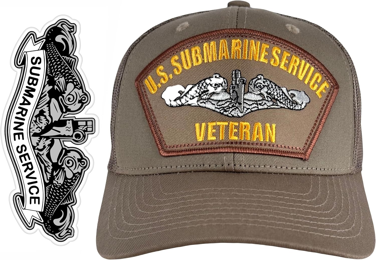 Hawkins U.S. Submarine Service Veteran Hat Khaki + Free Sticker