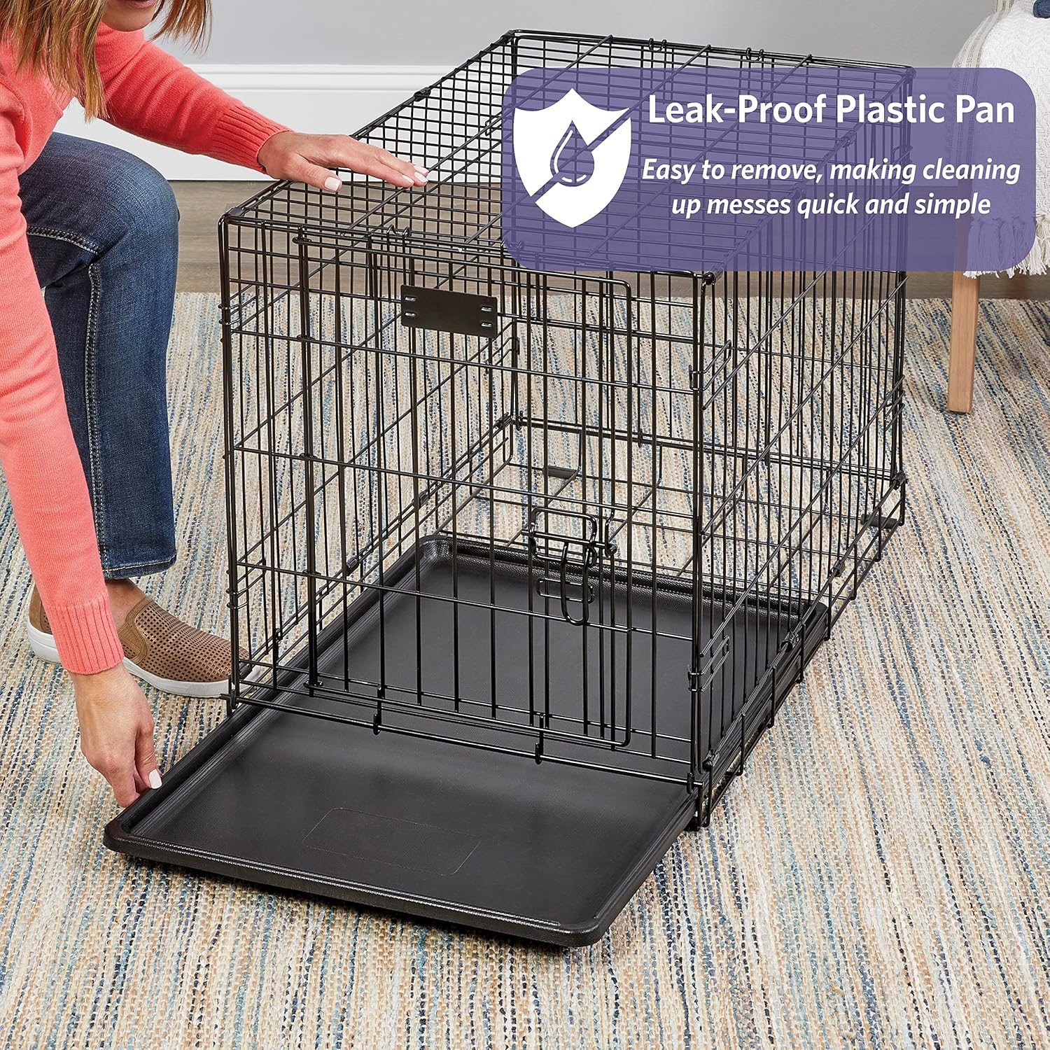 MidWest Homes for Pets 42-Inch iCrate for Large Breeds, 71-90 lbs, Single Door Folding Dog Crate with Divider Panel, Leak-Proof Tray & Secure Latch, Portable, Durable & Easy to Assemble - Image 5