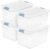 Sterilite 4-Pack 64 Quart Latching Box, Clear Plastic Storage Organizer Bins with White Lids – Large Stackable Containers for Home Bedroom, Dorm Room, and Closet Organization