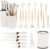 19-Piece Silicone Kitchen Utensil Set with Stainless Steel Knives & wood Handles | Non-Scratch, Heat-Resistant | Includes Storage Holder (WHITE)