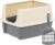 Amazon Basics Large Cat Litter Box with High Sides, Open Top for Easy Access, Includes Scoop with Storage, 19″ x 15″ x 11.75″, Grey/Beige
