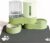 Gravity Cat Feeder 2 Pack Automatic Food Feeder Water Dispenser Set 360 Degree Rotatable Pet Bowls with Silicone Mat for Cats Small Medium Dogs, Large Capacity(Green)