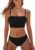 CUPSHE Women’s Bikini Sets Two Piece Swimsuit Bandeau Top Square Neck Mid Rise Ruched Bathing Suit Spaghetti Straps