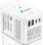 Upgraded Voltage Converter US to Europe for Hair Dryers 220V to 110V Converter with Fast Charging – Compact Travel Design with 2 USB-A + 2 USB-C Universal Travel Adapter (White)