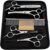 Dog Grooming Scissors Kit with Round Tip, 6 in 1 Cat Dog Scissors, Stainless Steel Pet Grooming Shears, Straight, Curved, Thinning Shears, Comb for Full Body, Face, Nose, Ear & Paw