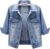 Unilexi Women’s 3/4 Sleeve Colored Cropped Denim Jacket Light Wash Short Jean Jacket Trucker Coat