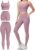 3 Piece Workout Sets for Women High Waisted Leggings with Pockets Tummy Control Biker Shorts Yoga Sports Bra