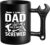 LOZACHE Funny Coffee Mug with Wrench Handle for Men, Novelty Fathers Day DadChristmas Gifts for Grandpa Uncle Husband Brother Mechanic (Black, Dad Screwd)