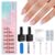 Misssix Deep French Tip Press On Nails, 160Pcs French Gel Nail Tips Short Square, Pink White Soft Gel Fake Nails, X-BASIC Tips Starter Kit for Nail Art DIY 16 Sizes