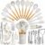 Kaluns 50 PCS Silicone Kitchen Utensils Set Complete Kitchen Set – 800°F Heat Resistant Non-Stick Premium Cooking Utensils W Wooden Handles – Can Opener, Masher, Turner, Silicone Spatula Set