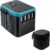 International Adapter for Travel, Universal for Selective Dual Voltage Hair Dryer, Straightener, All USB Devices Phones, Worldwide Charger Plug 5 Fast USB 8A AC Outlet UK European Asia 200+ (Blue)