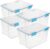 Sterilite 4-Pack 54 Quart Gasket Box, Home Storage Organizer Bins with Lids – Stackable Clear Plastic Containers for Bedroom, Bathroom, Garage, Basement, or Attic