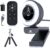Zoomable Webcam with Remote Control, 1080P 60FPS Streaming Webcam with Adjustable Ring Light and Tripod, Pro USB 5X Digital Zoom Webcam for Zoom/Skype Teams/Laptop/Mac Windows