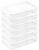 Sterilite 6 Pack Storage Box, 41 Quart Stackable Tote, Clear Plastic Container with Secure Snapping Lids for Home and Office Organization, White