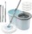 Spin Mop and Bucket with Wringer Set, 360° Spinning Mop Bucket System with 3 Microfiber Mop Replacement Heads and 50″ Stainless Steel Adjustable Handle for Floor Cleaning