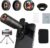 Phone Camera Lens Kit Upgraded Version — Includes 22X Telephoto Lens, 205° Fisheye Lens, 0.67X Wide Angle Lens, 25X Macro Lens, Clip & Mini Tripod for iPhone and Android Phones