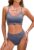 CUPSHE Women’s Bikini Sets Two Piece Swimsuit Sporty Mid Rise Scoop Neck Adjustable Spaghetti Straps Textured Midkini