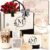 Birthday Gifts for Women, 10pcs Monogrammed Gifts for Women Initial Canvas Tote Bag, Makeup Bag, Glass Cup, Hair Clip, Candle Basket Birthday Personalized Gift for Her Woman Mom Wife Friend Teacher, M