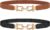 JASGOOD Women Stretchy Waist Belt Retro Elastic Skinny Belt for Ladies with Gold Buckle