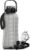 AQUAFIT 64 oz Water Bottle with Time Marker – 2in1 Straw & Chug Lid – BPA Free Big Water Bottle with Straw – Gym Water Bottle with Strap – Water Jug (64 Ounces, Gray)