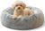 JOLLYVOGUE Small Dog & Cat Beds for Indoor Cats – 20 inches Calming Donut Dog Bed for Kittens & Puppies, Washable Round Fluffy Plush Faux Fur Pet Beds (Smoke Grey)