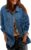 Sidefeel Women’s Jean Jacket Oversized Boyfriend Button Up Long Sleeve Split Zimbaplatinum Denim Jackets