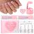 Beetles Press On Nails Kit – 300Pcs Short Square French Tip Press On Nails, 15Sizes Pink French Nail Tips with Nail Glue & Remover, Builder Top Coat Nail, Lamp,All-in-One DIY Spring Gift for Women