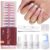 Beetles X Press Plus On Nails Kit – Rose French | Pink Long Square French Tip Press On Nails | 224Pcs 16 Sizes All-in-One Kit With Nail Glue，Remover，Builder Top Coat，Nail Lamp