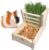 Hamiledyi Small Rabbit Hay Feeder with Wooden Food Feeding Manger Bunny Hay Dispenser Small Animals Grass Holder for Guinea Pig Hamsters Bunny Chinchilla（Style A）