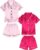 Girls Pajamas Silky Sets 2 Packs, Soft Satin Boys Kids Summer Pjs, Short Sleeve Button Down for Birthday Gift, 5Y-14Y