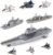 Crelloci Aircraft Carrier Military Naval Ship with Pull Back Army Fighter Jet Toy Small Scale Model Plane Submarine Kids’ Play Vehicle Set for Boy Girl Children