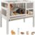 Guinea Pig Cages Indoor, Wooden Guinea Pig Cages with Stand, Rabbit Cage Hutch with Ramp and Hideout, Small Animals Cage Habitat with Not Leakage Pull Out Tray