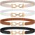 WERFORU 4 Pack Women Skinny Elastic Waist Belt Gold Buckle Stretchy Thin Belt for Jeans Dress