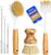 Holikme 6 Pack Dish Brush Kitchen Brushes Set with Vegetable Palm Brush, Bottle Brush, Dish Brush and Straw Brush, Fruit Cleaning Brushes for Cleaning Potato Skillet Wok Pot Pan Cast Iron, Yellow