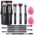 BEAKEY Makeup Brushes Sets, Brush Sets with Makeup Sponges (10+2pcs, with Black Case)