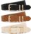 XZQTIVE 3 Pack Women Belts For Jeans Dresses Pants Ladies Leather Waist Belt with Gold Buckle