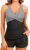 Women Tankini Swimsuits with Shorts – Two Piece Tummy Control Bathing Suits Top with Two Pockets Bottom Swimwear
