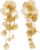Gold Silver Filigree Floral Dangle Earrings for Women, Long Drop Statement Earrings for Vintage Wedding Jewelry