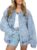 AUTOMET Women’s Oversized Jeans Jacket, Classic Button Down Denim Jacket with Chest Pockets, Loose Fit Boyfriend Style Coat