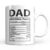 Funny Gifts for Dad – 11 oz Ceramic Dad Coffee Mug from Daughter or Son – Daddy Cup with Nutritional Facts – Thoughful Birthday or Father’s Day Present – White Mug for Morning Coffee