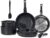 Sweetcrispy 12 pcs Pots and Pans Set, Nonstick Kitchen Induction Cookware Suit with Detachable Handle, Dishwasher Oven Safe, Black