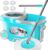 FunClean Spin Mop and Bucket,Mop and Bucket with Wringer Set for Home,360 Spinning Mopping Floor Cleaning Tool with 4 Microfiber Replacement Head Refills,61″ Extended Handle, 2X Wheel – Blue