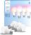 Philips Hue Essential Smart LED A19 Bulb, White and Color Ambiance, E26 Base, 8.8W, 2200K-6500K, 800 Lumens, Dimmable, Works with Alexa, Google, and Apple Home, 4-Pack