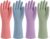 Rubber Cleaning Gloves for Dishwashing, 4 Pairs Reusable Kitchen Gloves for Washing Dishes and Household Cleaning, Colorful Dish Gloves with Flocked Lining and Non-Slip Grip, Pefect for Woman Men – M